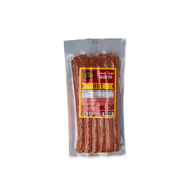 Long John Salami Stix Hot 16 oz Pack