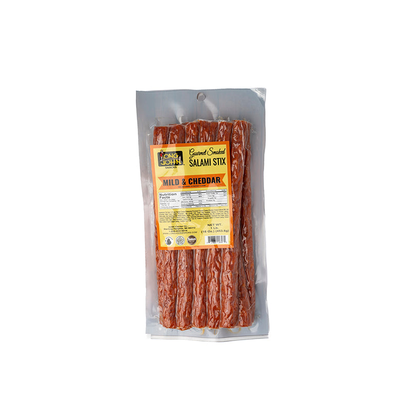 Long John Salami Stix Mild Cheddar 16 oz pack